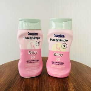Coppertone Pure And Simple Baby Mineral Sunscreen SPF 50, Lot Of 2, 6Oz Exp 2/27
